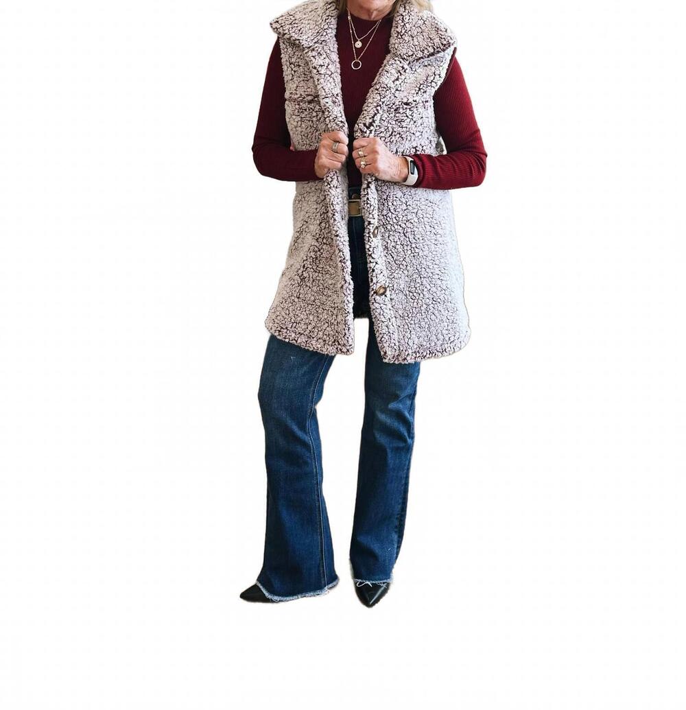 NEW MASYAL the soft momentum longline sherpa vest in date red